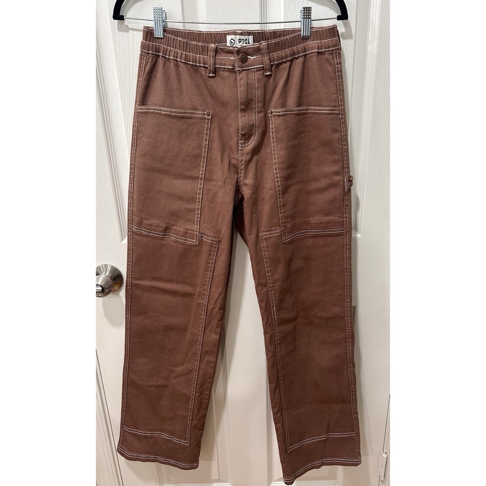 PTCL Ethical Clothing Jeans Womens Large Brown Wide Leg High Rise Stretch Denim